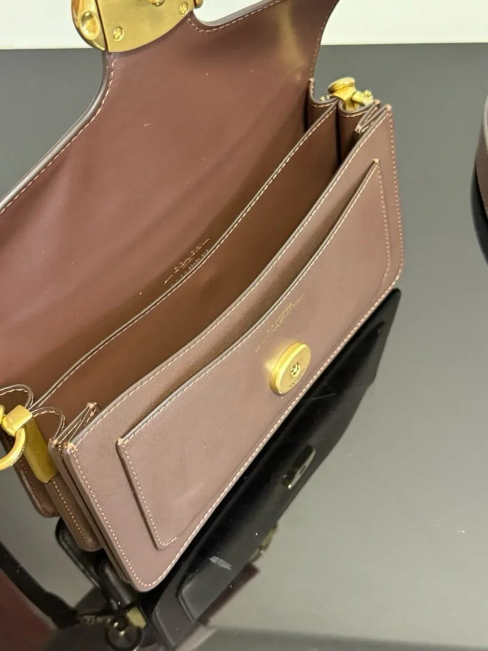 Coach Brown Leather Shoulder Bag with Signature Hardware